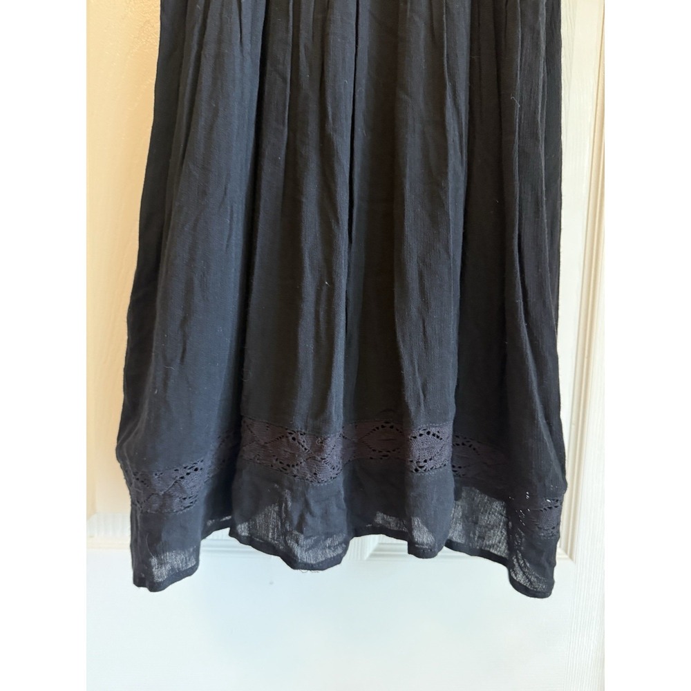 Natural Life Mini Dress Women S Black Boho Crochet Lace Pintuck Spaghetti Strap - Picture 8 of 9
